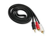 Unique Bargains 1.5M Black 3.5mm Plug Male to 2 Male RCA Audio Cable Cord