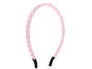 Unique Bargains Woman Plastic Mini Beads Braiding Narrow Metal Hair Hoop Headband Pink