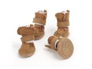 Unique Bargains 2 Pairs Coffee Color Hook Loop Fastener Winter Pet Dog Puppy Booties Shoes XS