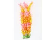 Unique Bargains Aquarium Plastic Emulation Underwater Leaves Plant Decor Pink Yellow 11 Height