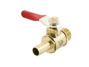 Unique Bargains 8mm Barb Outlet to 1 4PT Male Thread Red Lever Brass Air Regulated Ball Valve