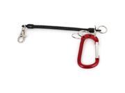 Unique Bargains Black Dark Red Safety Spring Elastic Coiled Cord Keyring Keychain Strap Rope