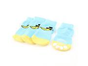 4 Pieces Paw Bottom Banana Print Knitted Winter Socks for Doggie