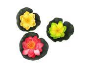 Unique Bargains 3pcs Simulation Foam Lotus Flowers Water Floating Plants Red Yellow Green