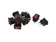 AC 6A 250V Red Neon Light 3 Pin SPST ON OFF Snap in Rocker Switch 10 Pcs
