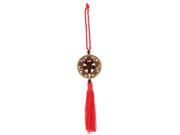 Car Wooden Round Shaped Red Tassels Pendant Hanging Decoration 30cm Length