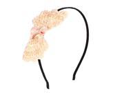 Unique Bargains Pale Pink Plastic Faceted Metal Frame Hair Hoop Band Black for Woman