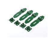 Unique Bargains Cupboard Safety Padlock Door Latch Green Metal Hasp Staple 4 Set 2.95