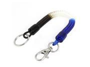 Lobster Clasp Elastic Plastic Spiral Spring Coil Keychain Blue Clear Black
