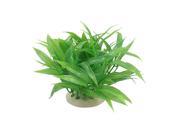 Green Plastic Grass Plants White Ceramic Base Ornament