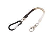 Black Carabiner Hook Spring Stretchy Coil Key Chain Cord w Lobster Clasp