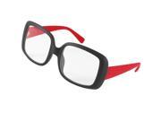 Unique Bargains Ladies Red Black Rimmed Single Bridge Square Lens Plain Plano Glasses