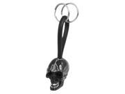 Unique Bargains Plastic Skull Head Shaped Pendant Keyring Gift Black