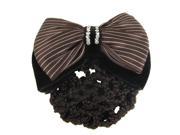 Unique Bargains Women Bowknot Snood Net Barrette Hair Clip Bun Cover Coffee Color