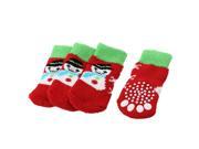 Unique Bargains 2 Pairs Snowman Pattern Elastic Knitting Pet Dog Poodle Socks Red Green M