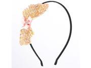 Unique Bargains Brown Plastic Faceted Beads Detail Bowtie Black Hairband Hair Hoop for Girls