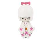 Manual Flower Decor Kimono Wooden Craft Gift Japanese Kokeshi Doll White