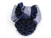 Unique Bargains Woman Lady Stripe Prints Bowknot Detail Snood Net Bun Cover Hair Clip