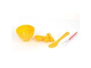 Unique Bargains DIY Yellow Plastic Bowl Brush Spoon Stick Facial Cosmetic Kit 4 in 1