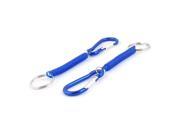 2 Pcs 5 Carabiner Hook Elastic Spring Coil Key Chain Strap Rope Blue