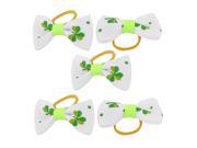Pet Dog Clover Pattern Hair Grooming Rubber Bands Clips Hairpins 5 Pcs White