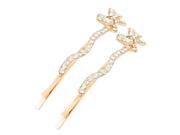 Unique Bargains Pairs Lady Clear Plastic Crystal Inlay Butterfly Decor Copper Tone Clip Hairclip