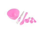 Unique Bargains Lady Face Skin Care Mask Mixing Bowl Stick Brush Gauge 4 in 1 Set Pink