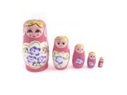 Unique Bargains Russian Style Babushka 5 Layers Stacking Nesting Matryoshka Doll Pink