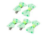 Pet Dog Puppy Dots Pattern Bowknot Grooming Hairpin Barrette Clip 5 Pcs Green