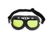 Unique Bargains Cycle Racing Camping Anti Fog Black Frame Rectangle Yellow Lens Goggles