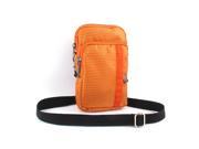 Unique Bargains Portable Check Pattern Vertical Bag Pouch Holder Orange for Smartphone MP4 Keys