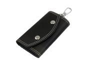 Unique Bargains Black Faux Leather Stitched Edge 5 Hooks Key Bag Carrying Case