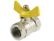 Unique Bargains 4 5 Female Thread Dia Yellow Butterfly Handle Ball Valve