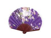 Unique Bargains Seashell Shape Flower Print Chinese Style Wedding Party Folding Hand Fan Purple