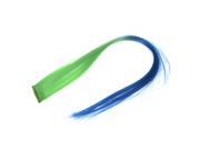 Unique Bargains Costume Play Blue Green Clip Fasten Straight Hair Wig Hairpiece 50cm