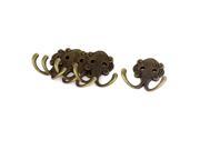 Unique Bargains 5pcs Household Wall Mounted Vintage Decorative Coat Hooks Bronze Tone