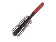 Unique Bargains Round Brush Style Flexible Teeth Red Black Nonslip Handle Hairbrush