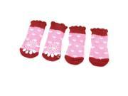 Unique Bargains 2 Pairs Tri Color Hearts Print Anti Slip Knitted Warm Pet Dog Puppy Socks