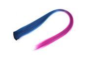 Unique Bargains Costume Play Fuchsia Teal Blue Straight Hair Clip Wig Hairpiece for Ladies 47cm