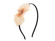 Unique Bargains Ladies Plastic Beads Pearls Bowknot Decor Black White Hairband Hair Hoop