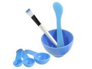 DIY Facial Mask Blue Plastic 3.3 Dia Bowl Stick Brush Gauge Spoon Set