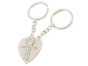 Unique Bargains Unique Bargains Lover Valentine Gift Key Heart Pendant Split Ring Keychain Keyring x 2