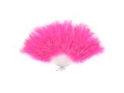 Faux Feather Folding Decoration Fancy Dress Party Dance Hand Fan Pink