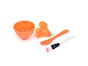 Unique Bargains 6 in1 Makeup DIY Facial Mask Mixing Bowl Brush Spoon Stick Beauty Tool Orange