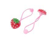 Strawberry Decor Elastic Hair Ties Rubber Bands Ponytail Holder Red Pink Pair