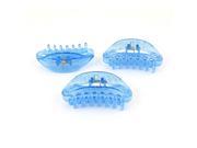 Unique Bargains 3Pcs Blue Plastic Hair Claw Clip Hairclip Hairpin Hairdressing Tool