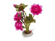 Unique Bargains Green Hot Pink Flower Decor Ornament Plant for Aquarium