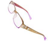Pink Brown Plastic Full Rims MC Lens Plano Eyeglasses for Lady