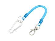Carabiner Hook Coil Lanyard Blue Spring Key Chain w Lobster Clasp