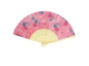 Chinese Style Baboom Hollow Ribs Folding Foldable Flower Print Hand Fan